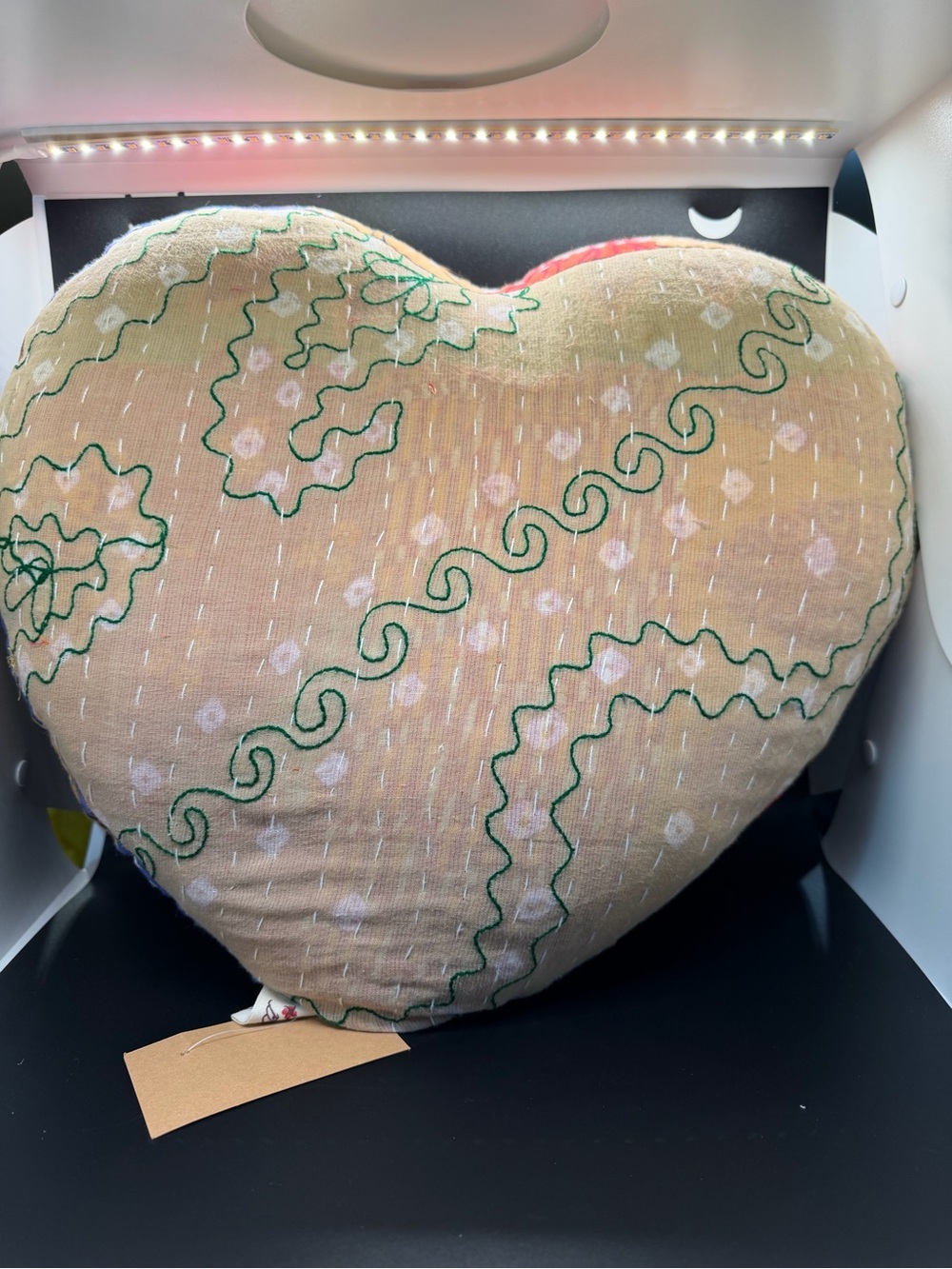 Handmade Heart Kantha Pillow